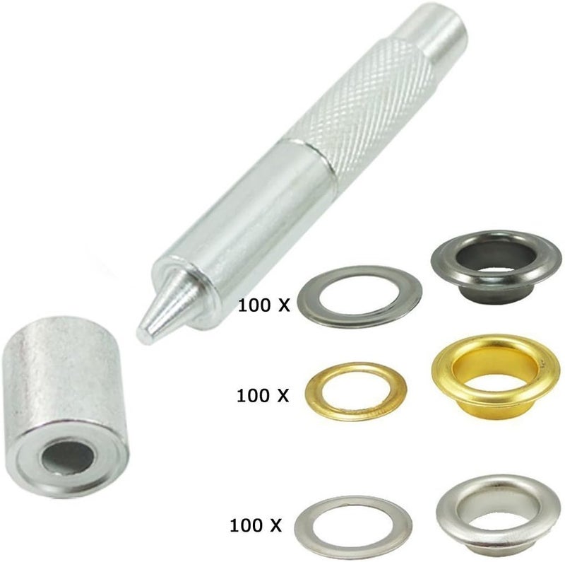 INNETOC 120 Sets - Brass Grommet Eyelets 10mm 3/8" Inside Diameter 800# with Setting Tool for Canvas Curtain Leather DIY Projects (3/8", Mixed) - Image 2